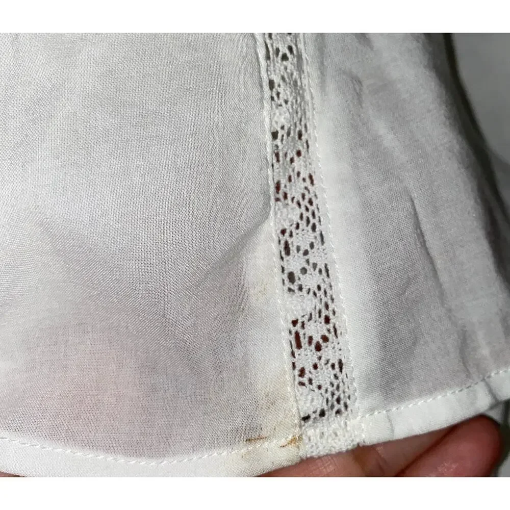 Reformation Belden Top Ruffle Puff Sleeve Square Neck White Small Cottagecore